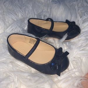 NEW Janie & Jack baby girl patent leather navy blue flats shoes 🥿